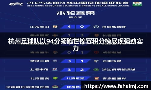 杭州足球队以94分领跑世锦赛积分榜展现强劲实力